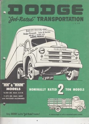 Folheto de caminhão Dodge 1949...Modelos de transporte com classificação de trabalho HH - BAILEY SMITH  - Imagem 1 de 2