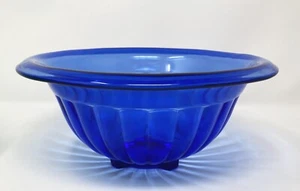 VTG Hazel-Atlas COBALT BLUE Ribbed Mixing Bowl 1930's Depression Glass - Picture 1 of 4