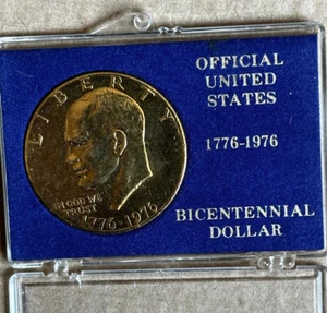 $1 Eisenhower Bicentennial 1776-1976 Gold Plated Liberty Bell Moon - Picture 1 of 5
