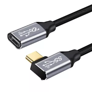 Braided Type-C USB-C Extension Cable Cord Left Right 90° Angle Plug Wire Lead - Bild 1 von 8