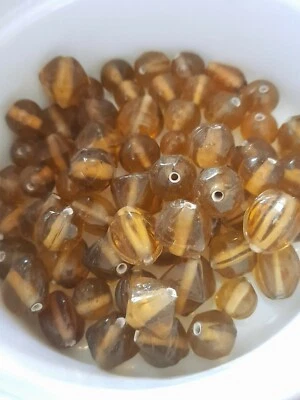 50g mix lot amber brown lampwork glass beads mix shapes gloss chunky (b4140) - Image 1 of 3