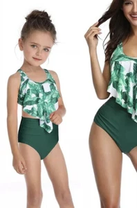 Girls Youth Swimsuit Two Piece Bikini Set Ruffle Swimwear Bathing Suit - Picture 1 of 3