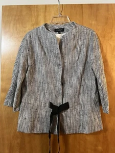 Talbots Sorbonne Cotton Linen Blend Ribbon Belted Grace Fit Blazer Jacket 10 - Picture 1 of 11