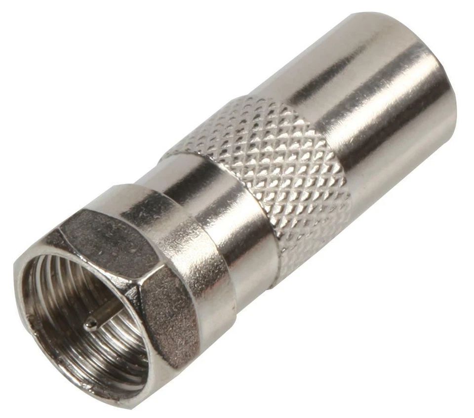 F TYPE MALE PLUG TO RF PLUG TV FREEVIEW AERIAL COAXIAL CABLE ADAPTER CONVERTER - Image 1 of 3