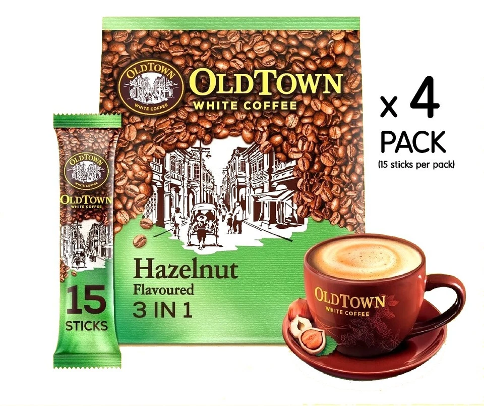 Old Town 3 en 1 café blanco avellana instantánea 15 barras x 38 g (paquete de 4) Foto 1 de 1