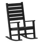 Flash Furniture Manchester Outdoor Plastic Adirondack Rocking Chair In Black
