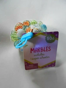 ¡NUEVA Bolsa de Vidrio Mármoles Surtidos Colores Estilos 50 Cuentas más 1 Súper Tirador! - Imagen 1 de 3