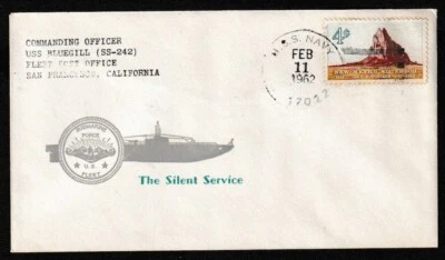 1962 Naval Cover Submarine USS BLUEGILL  SS-242 - Silent Service Cachet - Image 1 of 2