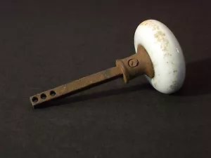 Single Antique Vintage Rustic White Porcelain Doorknob w/ Shaft Stem w/ Dmg - Picture 1 of 7