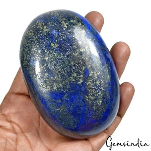 Piedra preciosa extraída de tierra cabujón ovalado pirita oro lapislázuli azul natural 1500 quilates - Imagen 1 de 8