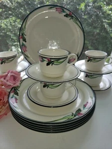 Lenox 3 Piece Place Setting - Serving for 6 - Midnight Blossoms Dark Pink Flower - Picture 1 of 11