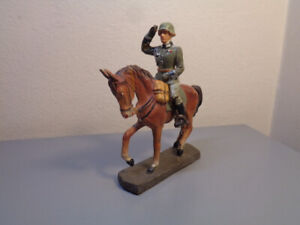 ELASTOLIN GERMANY VINTAGE 1940'S SOLDIER ON HORSE VERY RARE ITEM VERY GOOD COND.