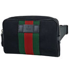 Gucci Logo Waist Bag Belt Bag Sherry Line Web Body Bag Nylon Black 630919 Women