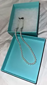 Auth Tiffany & Co. Ziegfeld Collection 5-6mm Pearl Necklace Silver Clasp 16" - Picture 1 of 14