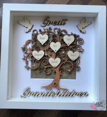 Personalised 3D Box Frame Family Tree Gift Unique Keepsake Home Art Decor - Image 1 of 3