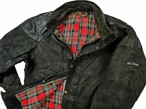 HOT VINTAGE Men's BELSTAFF BIKER PARKA LINED LEATHER TRIM BLACK WAXED Jacket S-M - Picture 1 of 22
