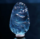 Pendentif renard sculpté 40*25*11,8 mm bleu clair naturel cristal aigue-marine AAA A0525