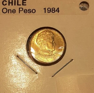 1984 Chile One Peso Aluminum-Bronze Coin O'Higgins BU - Picture 1 of 2