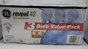 GE Reveal 40 3 Bulb Pack Decorative G25 Globe Shape (Sphere Ball Shaped) Vanity - Picture 1 of 6
