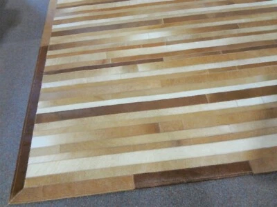 COURISTAN CHALET INDIA HAND CRAFTED PLANK AREA RUG BROWN-BEIGE SIZE: 5'4" x 8'  - Image 1 of 4