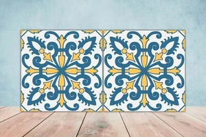 Juego de 2 azulejos de pared de cerámica española cocina mediterránea decoración salpicadero - Imagen 1 de 6