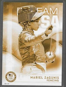 Tarjeta dorada rara 2016 Topps Olympic Mariel Zagunis 5x7 #6 ~/10 ~ esgrima de Estados Unidos - Imagen 1 de 2