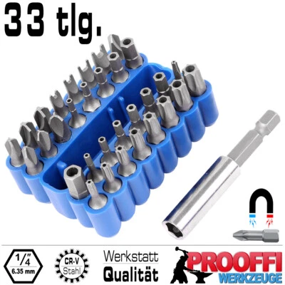 33 tlg. Sicherheitsbits Bitset Bitsbox Spezial Bits Satz mit Bohrung Torx P16639 - Bild 1 von 2