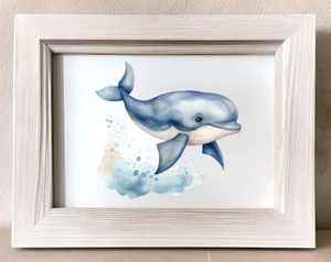 Impresión artística de decoración de guardería, impresión de ballena azul, decoración de arte de pared náutica para habitación de niños #40 - Imagen 1 de 2