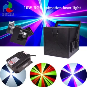 BECEN 10000mW RGB Full color ILDA stage DJ Laser lights 10W projector SD Card - Picture 1 of 6