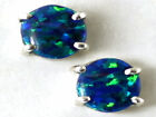 Created Blue/Green Opal, 925 Sterling Silver Earrings, SE002