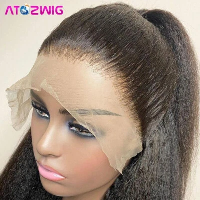 Peluca frontal de encaje pre arrancada con pelo de bebé rizado recto encaje pelucas delanteras para B Foto 1 de 4