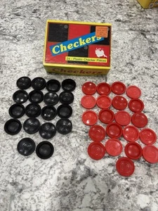 Crown Checkers Whitman pezzi plastica nero rosso USA 1974 ricambio vintage - Foto 1 di 2