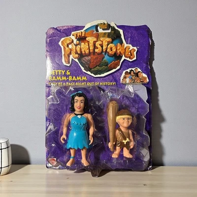 Boneco de ação The Flintstones Betty Rubble & Bamm-Bamm - 1993 novo Mattel - Imagem 1 de 4