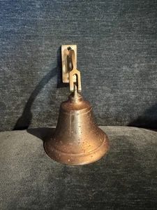 Vintage Brass Bell 3 1/4” W Wall Mount Door Patina Rustic Farmhouse Dinner Bell - Picture 1 of 7