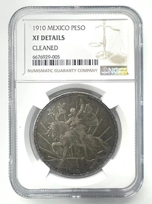 1910 Mexico 1 Peso "Caballito" Grito De Dolores  XF DETAILS NGC SILVER COIN - Image 1 of 2