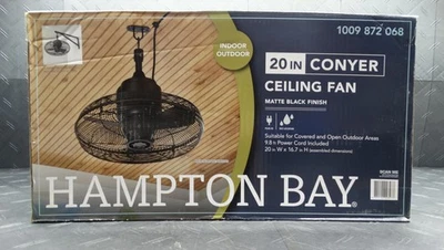 Hampton Bay Conyer 20 in. Indoor/Wet Outdoor 3-Speed Anywhere Fan Matte Black - Image 1 of 4