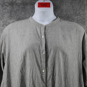 Eileen Fisher Hemd Damen 1x Inlett Streifen Bio Baumwolle Leinen Kastenfalte hinten - Bild 1 von 8