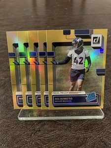 Lotto 5 carte 2022 Donruss Nik Bonitto RC Gold Premium Press Proof #380 Broncos - Foto 1 di 2