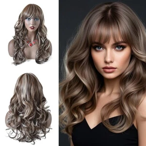 Lady Synthetic Wig Long Hair Body Wave Highlight Wig for Women Glueless Full Wig - Picture 1 of 26