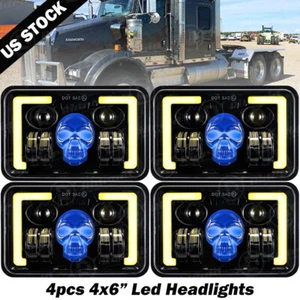 4X skull 4x6'' LED Headlights for Kenworth T800 T400 T600 W900B Classic 120/132 - Picture 1 of 21