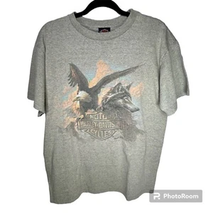 Vintage Harley Davidson Men’s T Shirt David Uhl 1995 Gray Single Stitch Sz Large - Picture 1 of 7