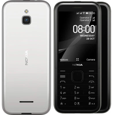 Original Nokia 8000 4G 2-SIM Snapdragon 210 FM 4GB 512MB RAM KaiOS Mobile Phone - Image 1 of 4