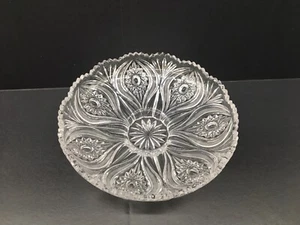 Vtg EAPG Elegant Clear Crystal Cut Glass Footed 10" Bowl Heavy - Picture 1 of 8