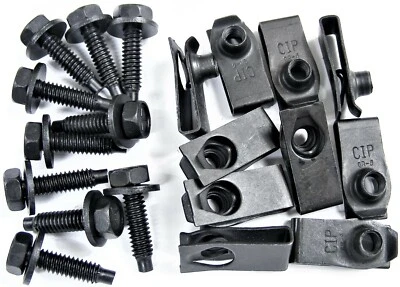 FORD Body Bolts & U-nut Clips- 1/4-20 x 1" Long- 7/16" Hex- 20pcs (10ea)- #408 - Image 1 of 4