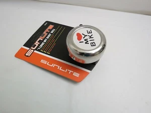 NEW SUNLITE I LOVE MY MY BIKE BELL BICYCLE ACCESSORY CHROME - Picture 1 of 3
