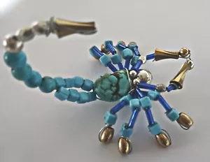 HAND CRAFTED TURQOISE BEADED SCORPION FIGURINE/SCULPTURE &/OR GIFT TOPPER! 3" - Picture 1 of 3