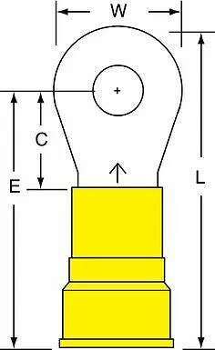 3M 1/4" Stud Size 4 AWG Nylon Insulated Brazed Seam Ring Terminal 10PK - Image 1 of 1