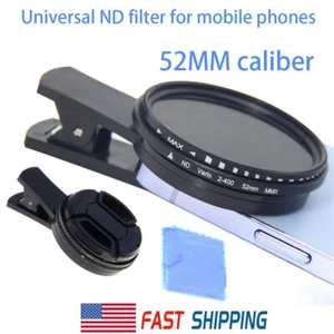 52mm D2-400 Lens Filter+Clip+Lens Cover+Bag+Box for Phone Camera Lens Clip Kit - Picture 1 of 12