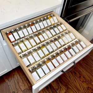 Clear Acrylic Spice Drawer Organizer, 4 Tier- 2 Set Expandable from 13" to 26" D - Picture 1 of 12