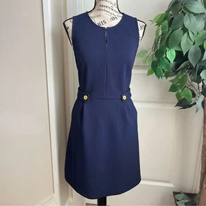Anthropologie Tabitha Sleeveless Textured Sheath Dress Navy Sz 8 - Picture 1 of 16